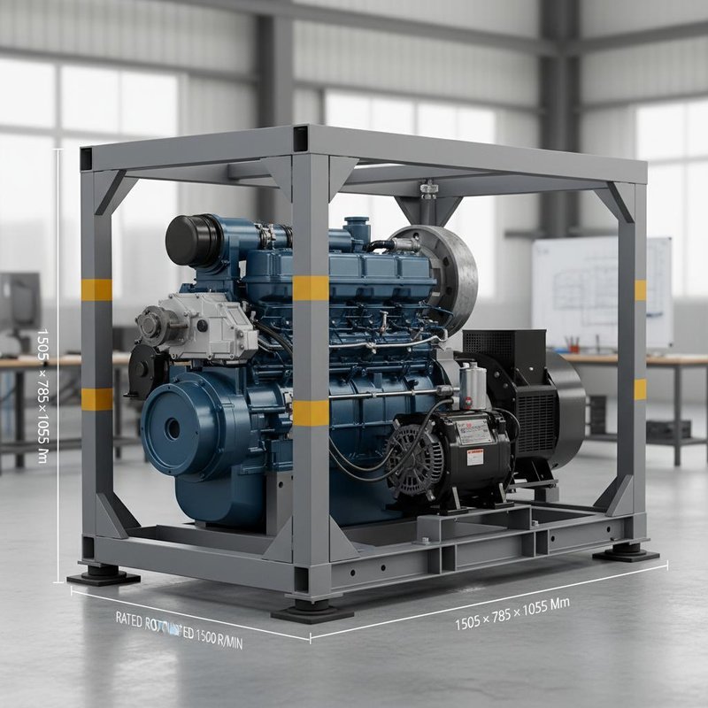 Genset dimension 1505×785×1055 Mm Open Frame engine unit featuring rated rotation speed 1500 Rmin engineered for commercial